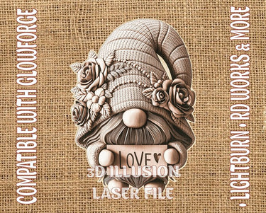 Love Gnome 3d illusion & laser-ready file - 3DWave.us